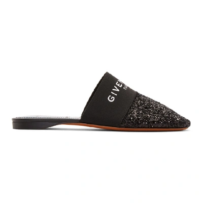 Shop Givenchy Black Glitter Bedford Mules In 001 Black