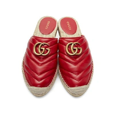 GUCCI 红色 CHARLOTTE 套脚草编鞋