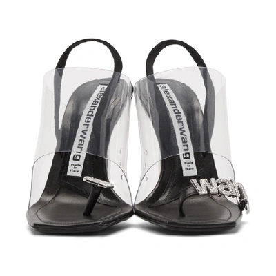 Shop Alexander Wang Black Crystal Logo Kaia Sandals