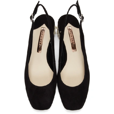 Shop Sophia Webster Black Suede Alice Slingback Heels In Black Pearl