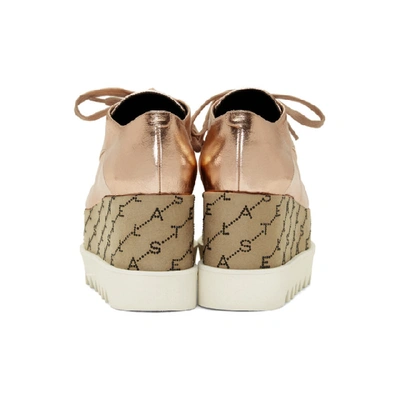 Shop Stella Mccartney Rose Gold Elyse Monogram Derbys In 8220 Pnkgld