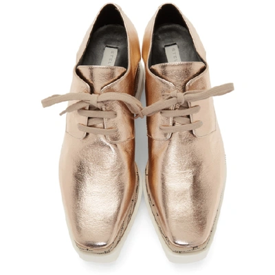 Shop Stella Mccartney Rose Gold Elyse Monogram Derbys In 8220 Pnkgld