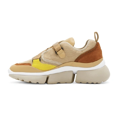 Shop Chloé Chloe Tan And Beige Sonnie Sneakers In 6i5 Maple P