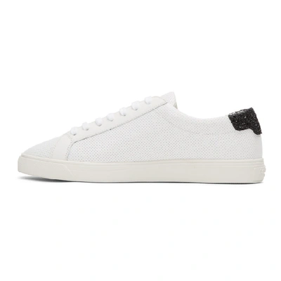 Shop Saint Laurent White Glittered Andy Sneakers In 9275 Wht/bk