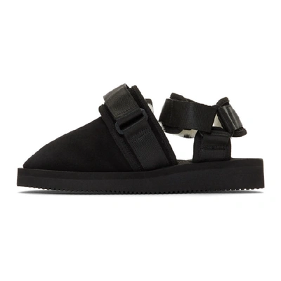 Shop Suicoke Black Shearling Nots-m Sandals