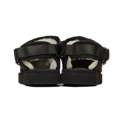 Shop Suicoke Black Shearling Nots-m Sandals