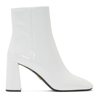 Shop Prada White Patent Vernice Boots