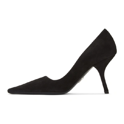 Shop Prada Black Suede Curved Heels