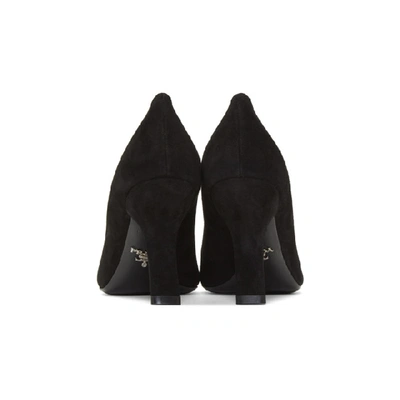 Shop Prada Black Suede Curved Heels