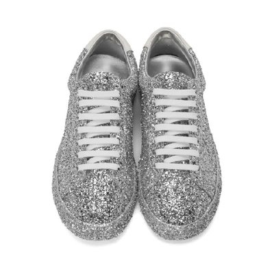 Shop Saint Laurent Silver Glitter Andy Sneakers