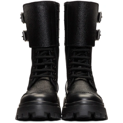 Shop Miu Miu Black Military Combat Buckle Boot In Nero