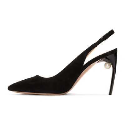 Shop Nicholas Kirkwood Black Suede Mia Pump Pearl Heels In N99 Black