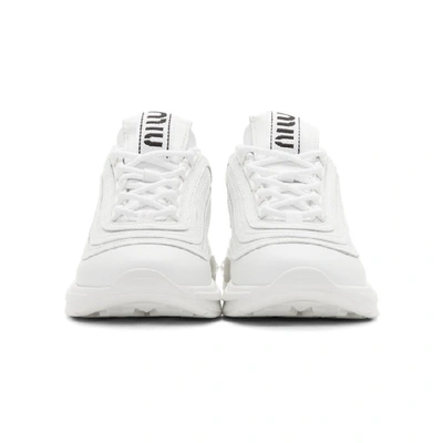 Shop Miu Miu White Crystal Chunky Sneakers