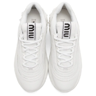 Shop Miu Miu White Crystal Chunky Sneakers