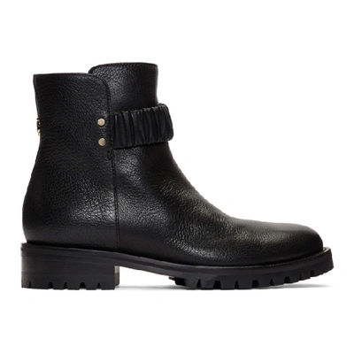 Shop Jimmy Choo Black Leather Holst Flat Boots