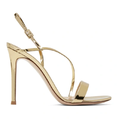 Shop Gianvito Rossi Gold Manhattan Sandals
