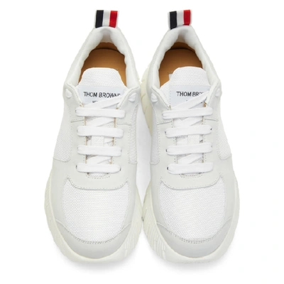 Shop Thom Browne White Raised Tech Running Sneakers In 100 White