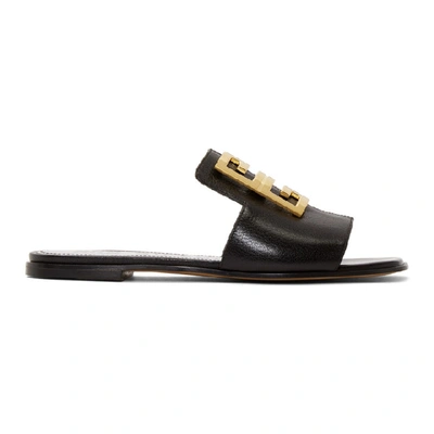 Shop Givenchy Black 4g Flat Mules