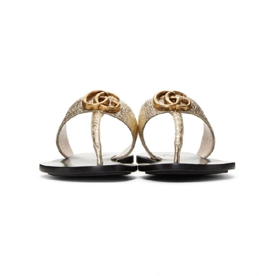 Shop Gucci Silver Metallic Marmont Sandals