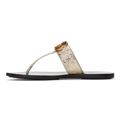 Shop Gucci Silver Metallic Marmont Sandals