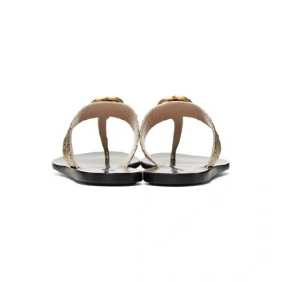 Shop Gucci Silver Metallic Marmont Sandals