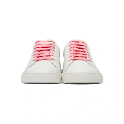 Shop Saint Laurent White & Pink Andy Sneakers In White/fluo Fuchsia