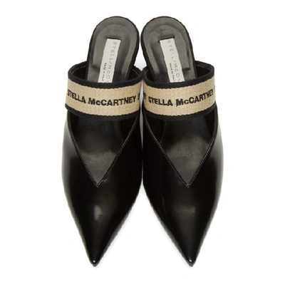 Shop Stella Mccartney Black And Taupe Logo Heeled Mules In 1005 Bk/tau