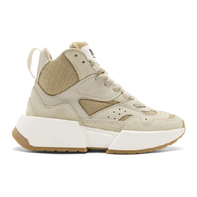 Shop Mm6 Maison Margiela Beige High-top Chunky Sneakers In T2014 Wh Sw