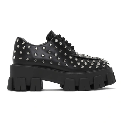 Shop Prada Black Brushed Stud Derbys