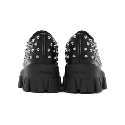 Shop Prada Black Brushed Stud Derbys