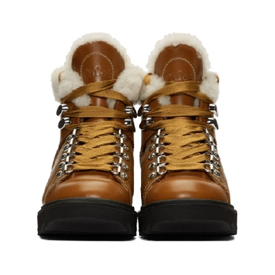 Shop Chloé Chloe Brown Shearling Bella Mountain Boots In 213 Brown