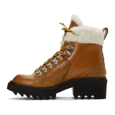 Shop Chloé Chloe Brown Shearling Bella Mountain Boots In 213 Brown