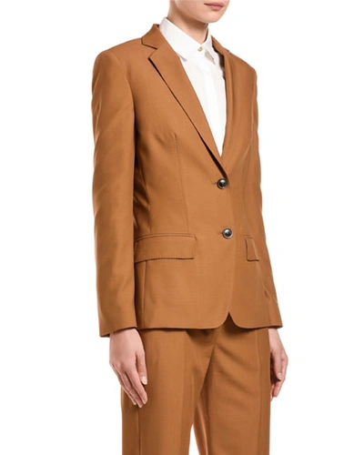 Shop Agnona Wool Tailored Jacket In Light Brown