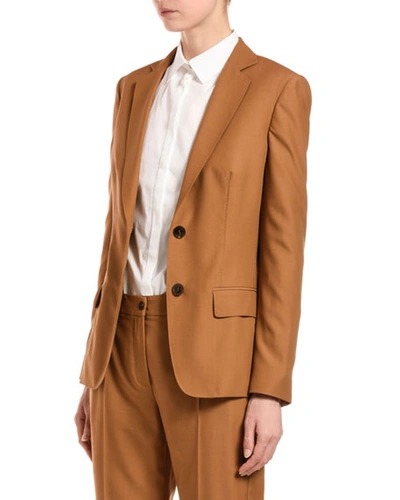 Shop Agnona Wool Tailored Jacket In Light Brown