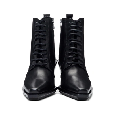 Shop Ann Demeulemeester Black Lace-up Wedge Ankle Boots