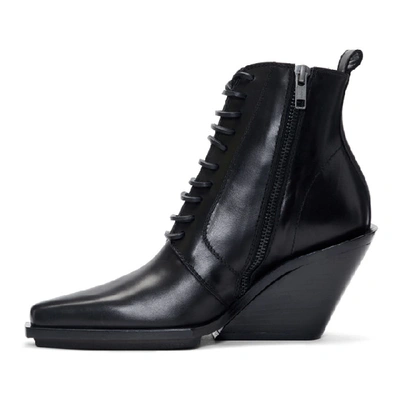 Shop Ann Demeulemeester Black Lace-up Wedge Ankle Boots