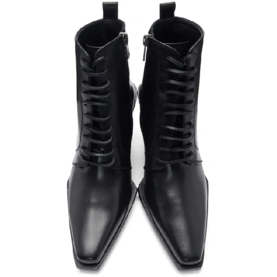Shop Ann Demeulemeester Black Lace-up Wedge Ankle Boots