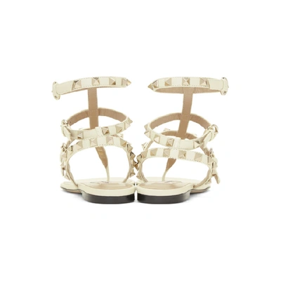 Shop Valentino Off-white  Garavani Rockstud Caged Sandals In I16 Lightiv