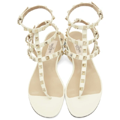 Shop Valentino Off-white  Garavani Rockstud Caged Sandals In I16 Lightiv