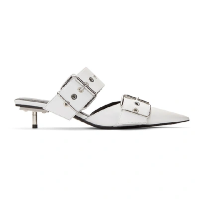 Shop Balenciaga White Belt Mules