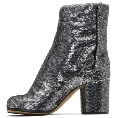 Shop Maison Margiela Silver Sequin Tabi Heels In T9002 Silve