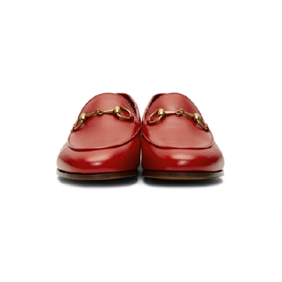 Shop Gucci Red Leather Horsebit Loafers