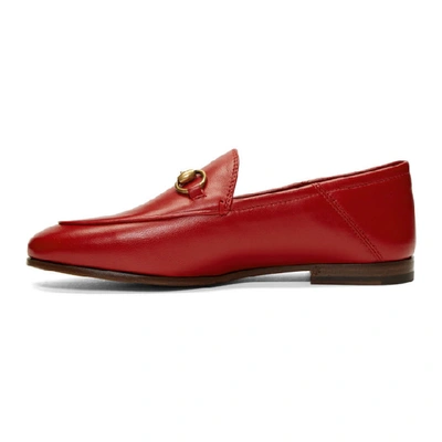 Shop Gucci Red Leather Horsebit Loafers