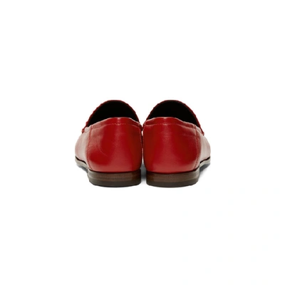 Shop Gucci Red Leather Horsebit Loafers