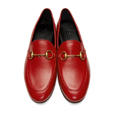 Shop Gucci Red Leather Horsebit Loafers