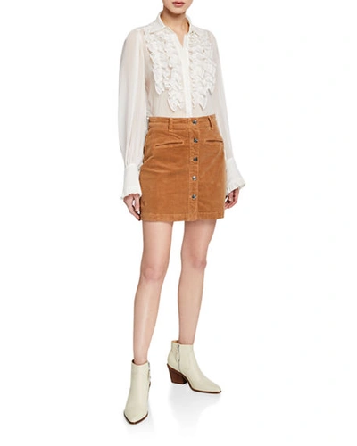 Shop 7 For All Mankind Button-front Mini Skirt In Penny