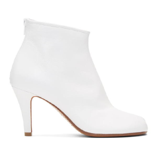 white stiletto ankle boots