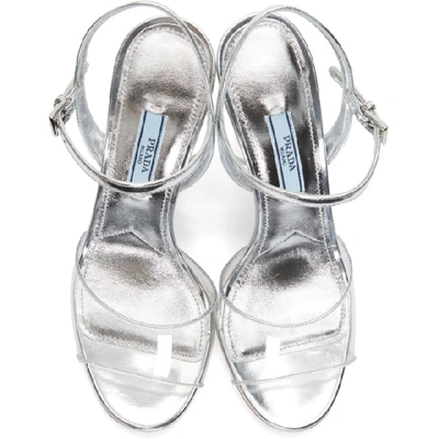 Shop Prada Transparent & Silver Metallic Sandals