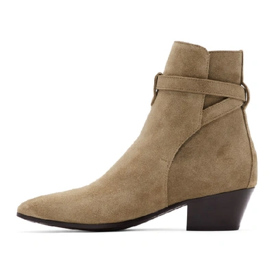 Shop Saint Laurent Taupe Suede West Jodhpur Boots In 9870 Taupe