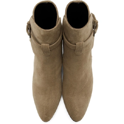 Shop Saint Laurent Taupe Suede West Jodhpur Boots In 9870 Taupe